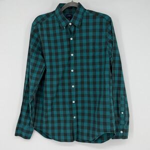 J.Crew‎ Slim Fit Plaid Button Down Shirt Green Black Cotton Men's M